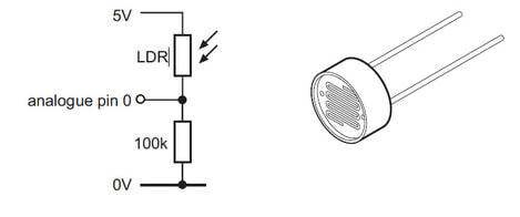 LDR Arduino measuring intensity of light