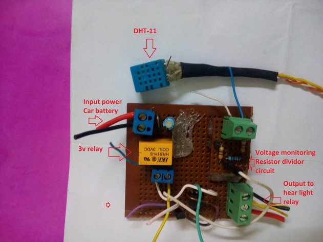 Car head light control system with dht11 temperature sensor