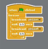 Making led blink using scratch