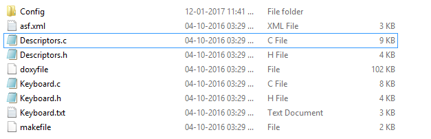 Screenshot of LUFA Library Folder on Windows