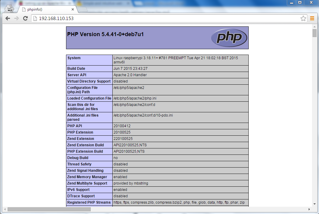 Testing PHP code in Raspberry Pi Apache Server Testing PHP code in Raspberry Pi Apache Server